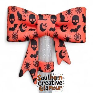 Orange Halloween 3D Bow Silicone 10mm Straw Topper | Straw Cover | New
